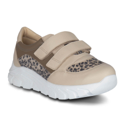 TW-438 (цв.13-бежевый/леопард) Полуботинки (Два ремня на велкро)